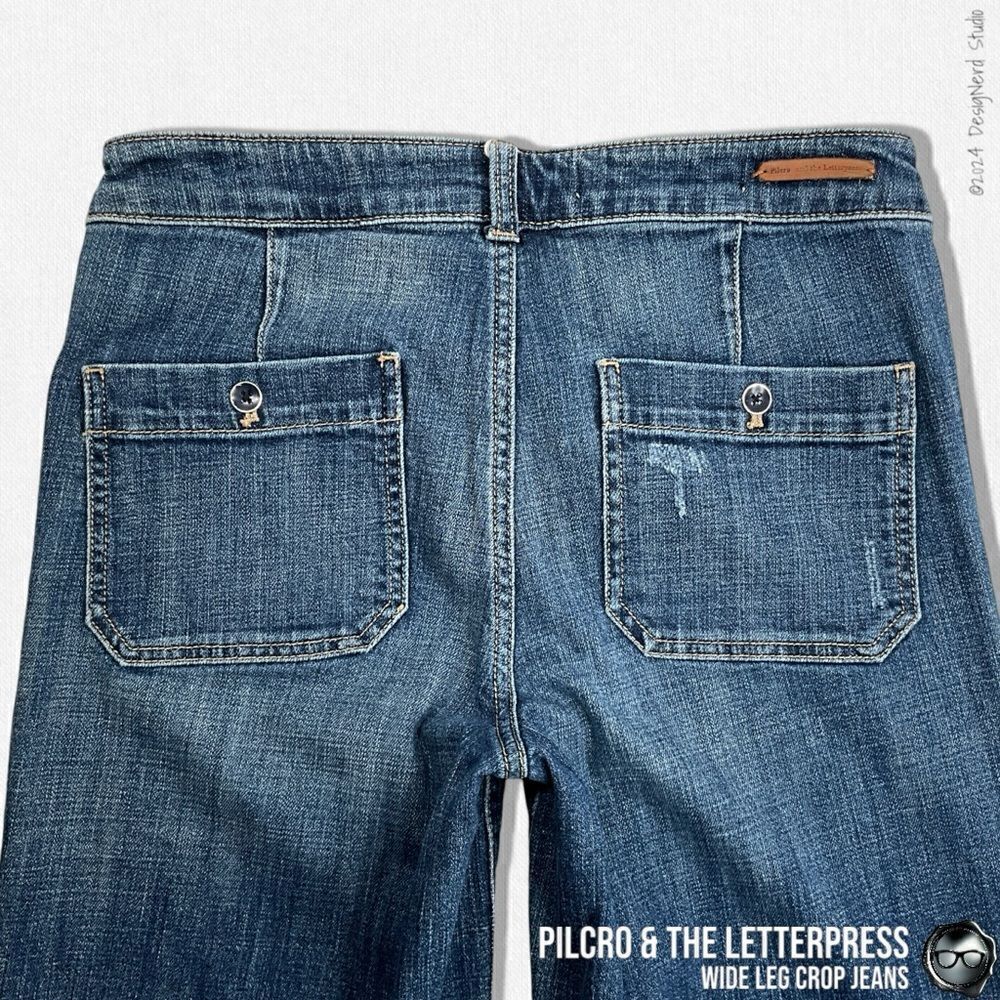ANTHROPOLOGIE PILCRO & THE LETTERPRESS WIDE LEG CROP SAILOR JEANS SIZE 28 - Picture 8 of 13